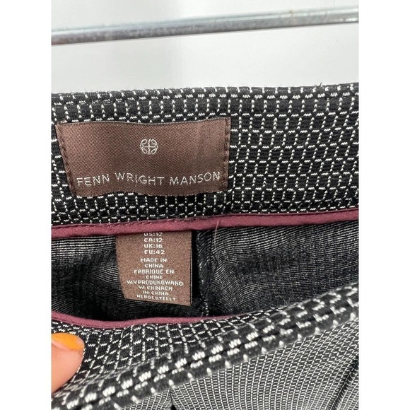 Fenn Wright Manson Women's Size 12 Ankle Trousers Pants Check Print Seamed Zip - Picture 6 of 7